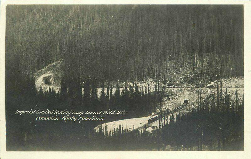 Field BC Canada Railroad Harmon 1920s RPPC Photo Postcard Rocky Mountains 5634 