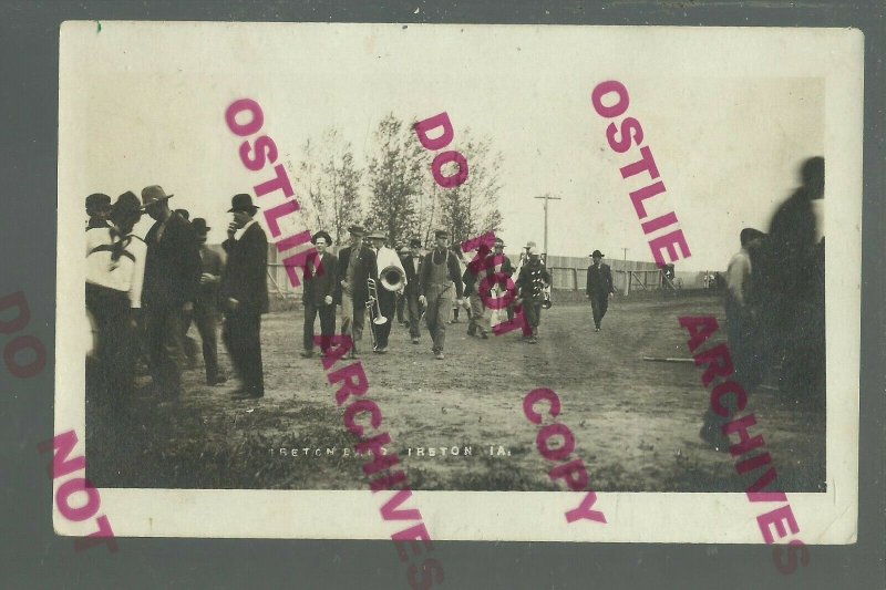 Ireton IOWA RPPC 1908 BAND PARADE nr Le Mars Sioux Center Hawarden Orange City