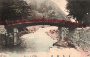 Vintage Postcard 1910's Sacred Bridge Jinkyo at Nikko River Scene Japan JPN