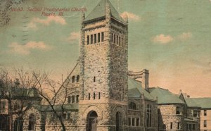 Vintage Postcard 1912 Second Presbyterian Church Parish Building Peoria Illinois