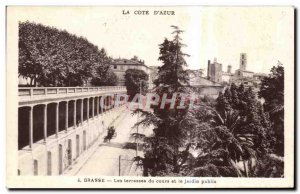 Old Postcard La Cote D Azur Grasse The terraces of the course and the Public ...