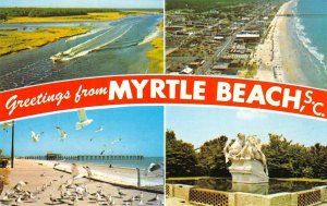 MYRTLE BEACH, SC Multiview Greetings Seagulls Boardwalk c1960s Vintage Postcard