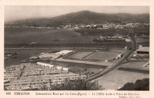 Postcard 1953 Real Photo International Road & La Linea Spain Gibraltar RPPC