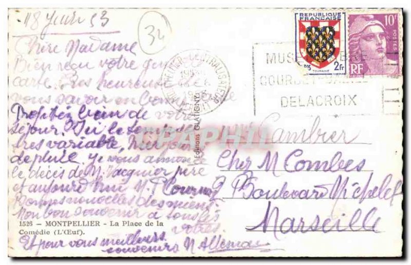 Montpellier Old Postcard Place de la Comedie (l & # 39oeuf)