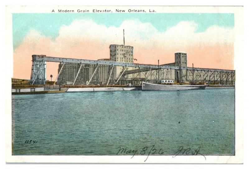 1926 Modern Grain Elevator, New Orleans, LA Postcard *5F(2)14