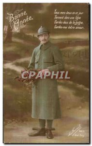 Postcard Old Man Fancy Happy New Year (military militaria)