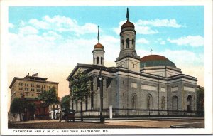 USA Cathedral And YMCA Building Baltimore Maryland Vintage Postcard 05.42