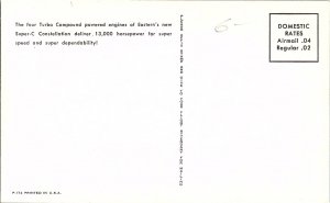 Eastern Air Lines Super-C Constellation Flying Over Miami Illustrated Postcard