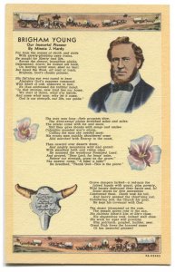 Postcard Brigham Young Poem Minnie Hardy Utah UT