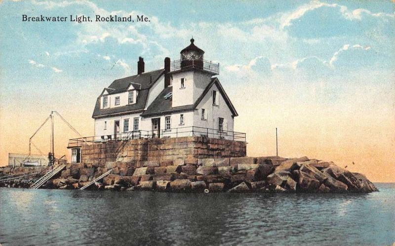 Rockland Maine Breakwater Light House Antique Postcard K56547