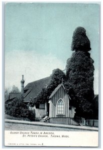 1907 Oldest Church Tower America St Peter Church Tacoma Washington WA Postcard 