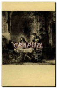 Old Postcard Rembrandt Paris Musee Du Louvre The pilgrims d & # 39Emmaus