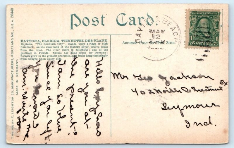 Daytona Florida - Hotel Des Pland Postcard