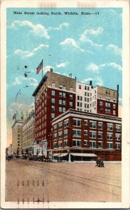 Main Street Looking North, Wichita KS c1922 Vintage Postcard L67