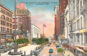 United States Cincinnati Ohio fountain and government squares 1951