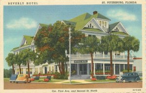 Beverly Hotel roadside St Petersburg Florida Postcard Teich linen 20-9372