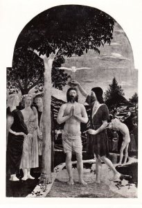 Francesca The Baptism Of Christ Real Photo Rare Art Gallery Painting Postcard