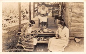 Native American Indians Making Cherokee Pottery Real Photo Postcard AA68787