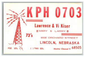Postcard QSL Radio Card From Lincoln Nebraska KPH 0703 