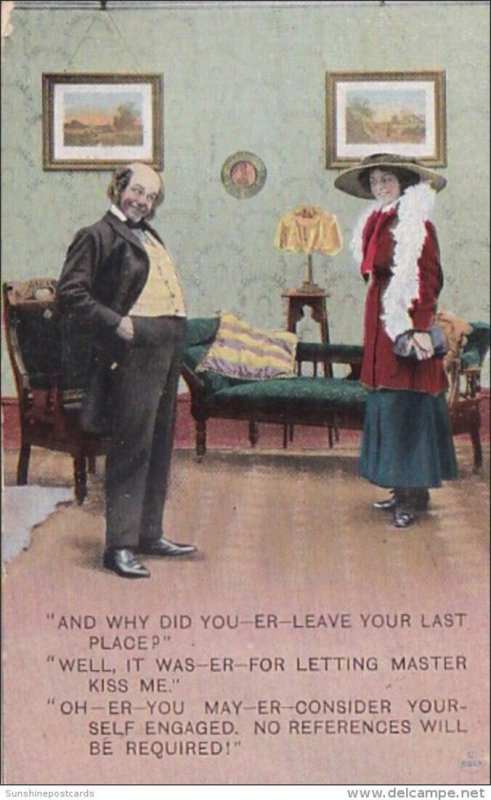 Bamforth Humour Man and Woman And Why Did You Er Leave Your Last Place 1914