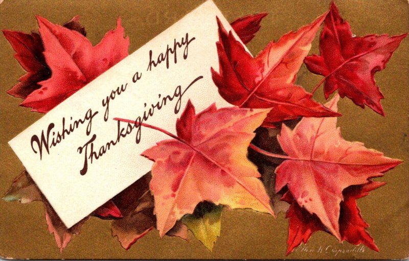 Thanksgiving Greetings With Autumn Maple Leaves