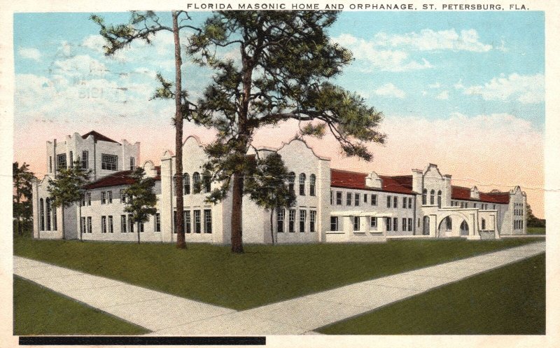 Vintage Postcard 1919 View Of Masonic Home & Orphanage St. Petersburg Florida FL