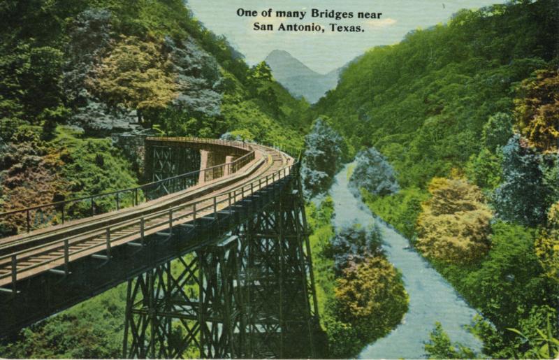 One Of Many Bridges ~ Near San Antonio Texas TX ~ Vintage Bridge Postcard