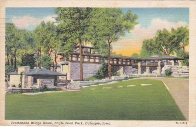 Iowa Dubuque Eagle Point Park Promenade Bridge Room 1945 Curteich