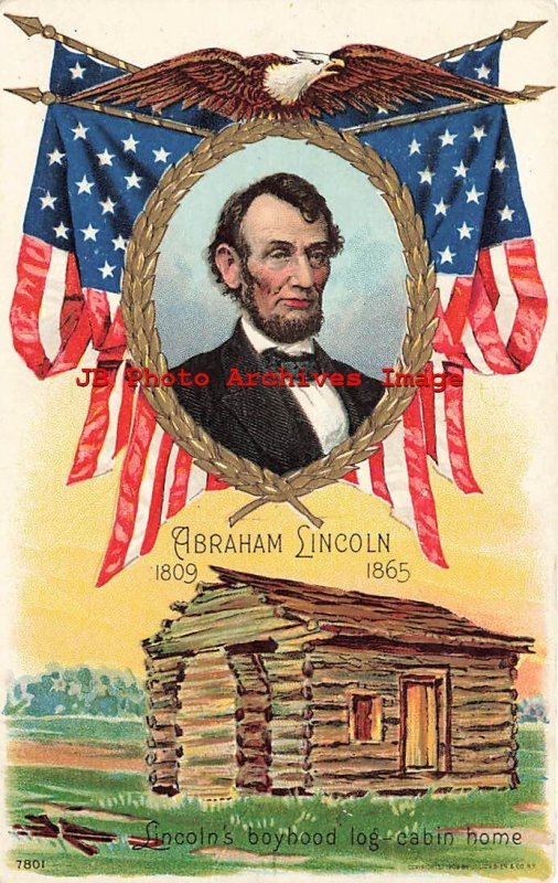 Abraham Lincoln, Julius Bien No 7801, Boyhood Log Cabin Home