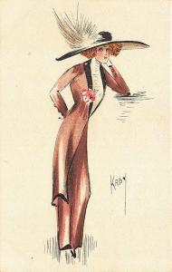 Fashionable Well Dressed Woman Hat Signed Kaby Postcard