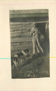 Postcard RPPC South Dakota Midway Ranch Rural life cabin dog 23-9391