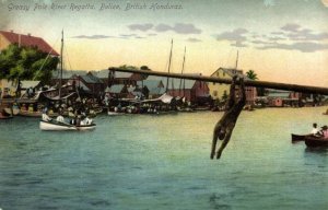 british honduras, BELIZE, Greasy Pole River Regatta (1910s) Postcard (2)