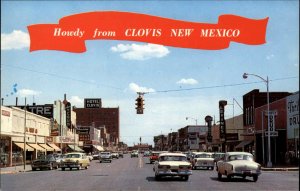 Clovis New Mexico NM Classic 1950s Cars Street Scene Vintage Postcard