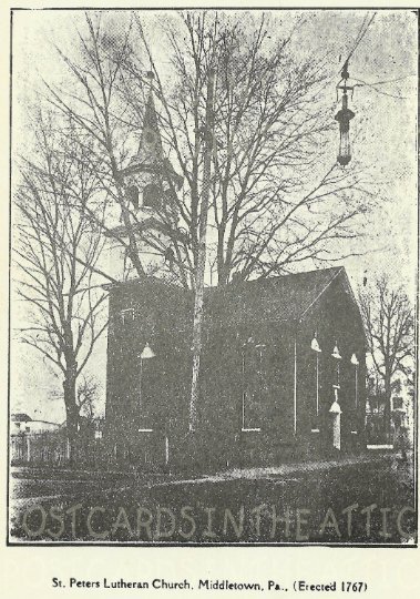 Black and White Saint Lutheran Church Middletown, Pennsylvania - Very Early 1900