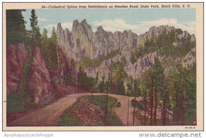 South Dakota Black Hills Cathedral Spries From Switchback On Needles Road Sta...