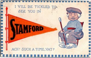 Dutch Boy Pennant Card Felt Applique Stamford CT c1913 Vintage Postcard T34