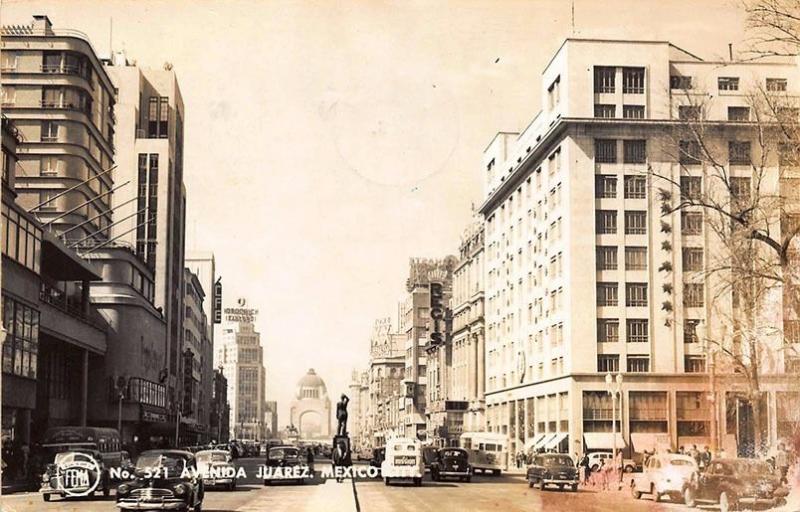 Juarez Mexico Street View Store Fronts Old Cars Trucks Real Photo Postcard