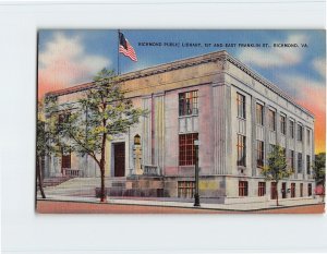 Postcard Richmond Public Library, Richmond, Virginia