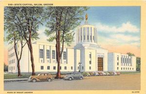 SALEM OREGON STATE CAPITOL POSTCARD PUBLISHED 1939 OLD CARS