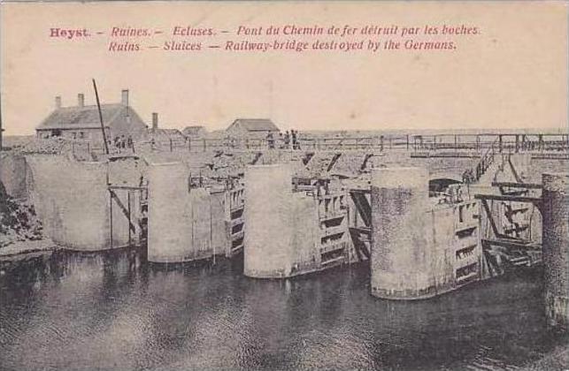 Belgium Heyst Ruines Ecluses Pont du Chemin de fer detruit par les boches