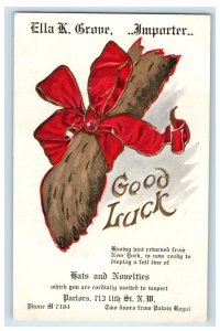 Hats And Novelties Good Luck Rabbits Foot New York Advertising Embossed Postcard