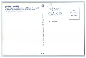 c1950's Dinny The Dinosaur Park St. George Island Calgary Alberta AB Postcard