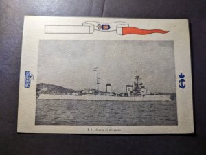 Mint Italy Military Naval WWII Postcard RRMM Italian Flag RI Alberto di Giussano