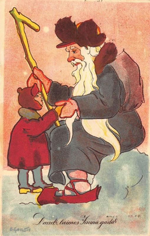 Green Suited Santa Christmas Artist Signed Gaillttis Postcard