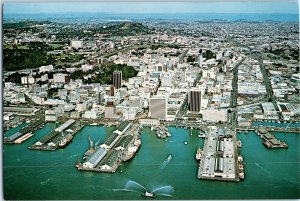 Auckland City Aerial View of the Waterfront and City Center New Zealand Postcard