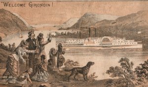 1870's-80's People's Line Paddle Steamer Girondin Victorian Trade Card F48