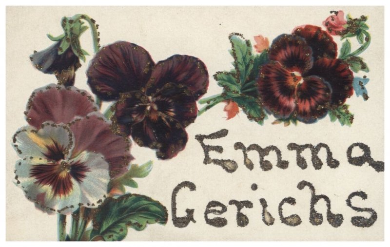 VINTAGE VICTORIAN POSTCARD WITH NAME EMMA GERICHS c1910