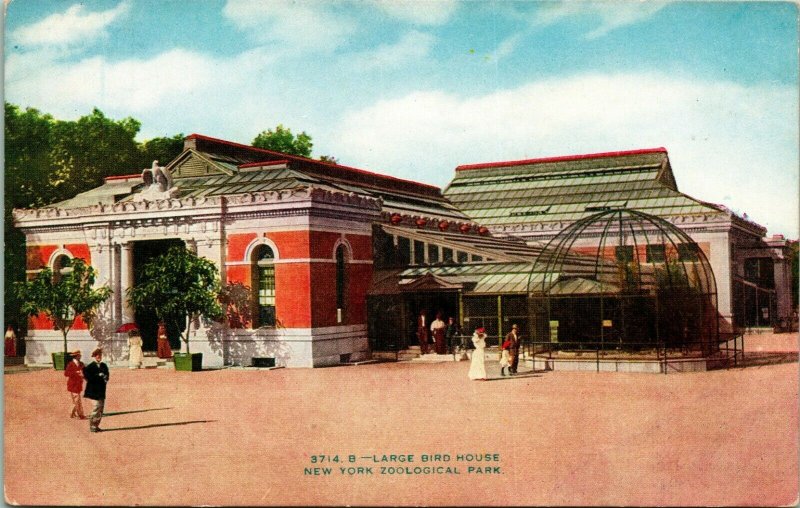 Vtg Postcard 1910s New York NY Zoological Park Large Bird House NYZP Unused