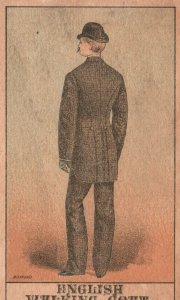1880s-90s Man Dressed in Black English Walking Coat with Hat Trade Card
