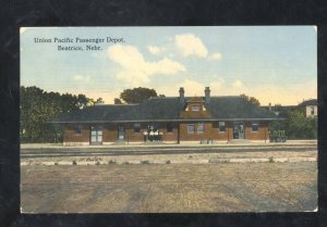 BEATRICE NEBRASKA RAILROAD DEPOT TRAIN STATION VINTAGE POSTCARD BROWN SHELTON